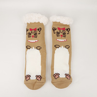 Chaussettes de sol transparentes à motif mignon pour femmes, taille unique, avec logo sur le revers, chaudes pour le printemps, antidérapantes, pour intérieur