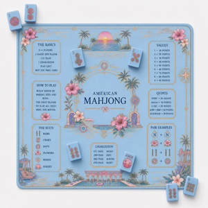 Luxury Coastal Palm Tree Mahjong Table Mat Noise Reduction Neoprene Game Play Mat with Travel Bag for Gifts - Product Image 2