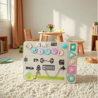 Tablero de Actividades Montessori de Madera, Juguete Sensorial para Desbloquear Habilidades, Tablero Educativo para el Desarrollo de la Inteligencia de Niños Pequeños