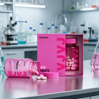 Bouteille de complément alimentaire en plastique PET mat personnalisée de 120 ml, 150 ml, 175 ml, 250 ml, pour pilules, capsules, vitamines, médicaments, bonbons, avec boîte