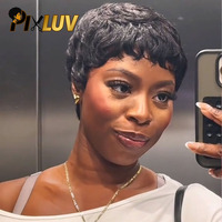 Cabello Humano Virgen Indio Natural al por Mayor, Corto para Pelucas de Encaje HD sin Pegamento para Mujeres Negras, Liso