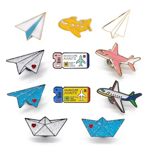 Cute Printing Logo Button Pins Customized Hard Enamel Badge For Gift Aircraft Lapel Pin