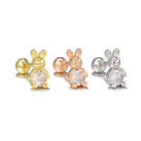 Zuola Bijoux fins personnalisés de haute qualité hypoallergéniques plaqués or 18 carats en titane, clous d'oreille en forme de cœur, piercing au cartilage de l'oreille, zircon