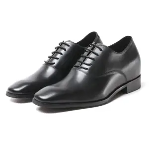 Nuevo diseño italiano elegante negro aumento de altura ascensor formal boda zapatos de vestir de cuero genuino de hombre