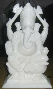 Statue de Ganesh en marbre assis sur Shinghasan aux meilleurs designs - Product Image 6