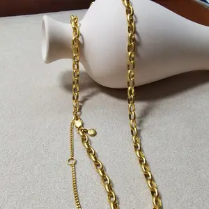 New design 18K gold plated thick retro copper necklace bare chain pendants fashon jewelry