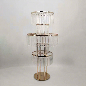LEDAGG Luxury Gold Metal Crystal Flower Stand 1.1M Height 50cm Width Wedding <b>Table</b> Centerpiece Decoration - Product Image 1