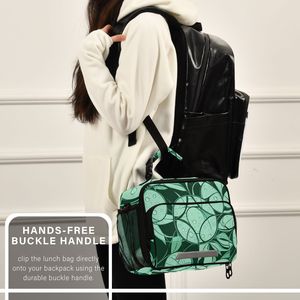 Leaf Print <b>Insulated</b> <b>Lunch</b> Bag Portable <b>Lunch</b> <b>Box</b> Bag with Shoulder Strap and Front Pocket for School Office Travel - Product Image 5