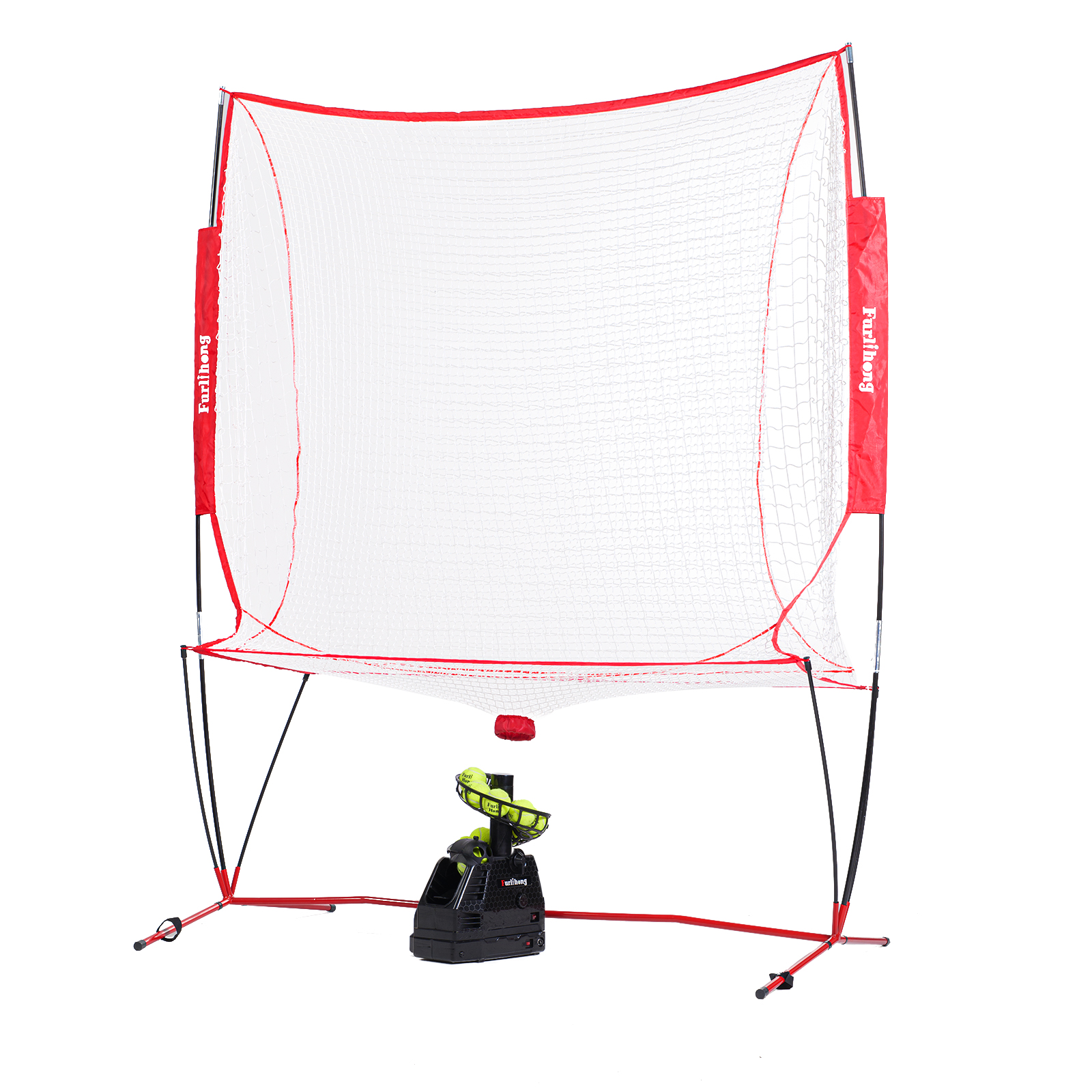 Furlihong 680NT 2 in 1 Tennis Ball & Baseball Training Machine and Net Combo, Ball Recycling System, Includes 680BH and NT01