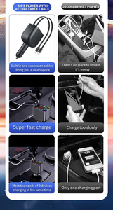 Chargeur de voiture double USB 15W avec transmetteur <span class=keywords><strong>FM</strong></span> et lumière d'ambiance colorée, charge rapide Type C, lecteur de musique MP3 pour tous les téléphones et camions - Product Image 4