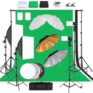 Kit di Illuminazione Softbox da Studio Fotografico con Ombrello Bianco Oro Nero da 33 Pollici (84 cm) - Product Image 1