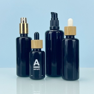 Hot Sale Glass Dropper <b>Bottle</b> with Pink Aluminum Cap 30ml 50ml 60ml 100ml Black UV-Resistant Glass Emulsion <b>Pump</b> <b>Bottle</b> - Product Image 3