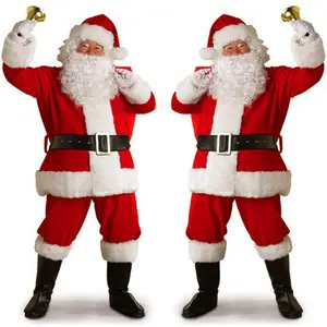 Christmas Santa Claus Costume Cosplay Santa Claus Clothes Fancy Dress In Christmas Men 10pcs/lot Costume Suit For Adults