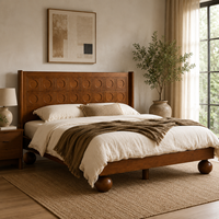 Lit plateforme en bois massif taille Queen, design moderne et simple, structure robuste en pin, écologique, pour appartement, maison, chambre à coucher