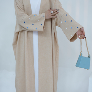 OEM ODM كتان كيمو للنساء ملابس إسلامية غير رسمية كارديجان أونو مقاس كبير فستان إسلامي مطرز - Product Image 3