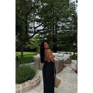 Minivestido Floral Negro Elegante con Detalle en la Espalda, Cintura Imperio, Material Spandex, Tallas XS-XL, Casual y Formal para Club, Día a Día, Graduación, Primavera - Product Image 3