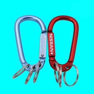 3" D Shaped Aluminum Carabiner <strong>Keychain</strong> with 3 <strong>Split</strong> Rings Multifunctional Spring Snap Hook for Key &amp; Backpack - Product Image 5