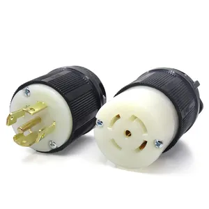 UL Listed NEMA L21-30 Connector 30 Amp 120/208 Volt 4 Pole 5 Wire Grounding Industrial Grade Connector Black-beige