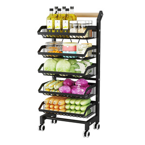 Étagère de rangement multi-niveaux Najia Kitchen avec roulettes, organisateur de fruits et légumes détachable, type rectangulaire sur pied - Product Image 3