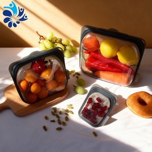 Silicone Food Storage Bags Square Reusable Sealing For <b>Refrigerator</b> Freezer Picnic - Product Image 1