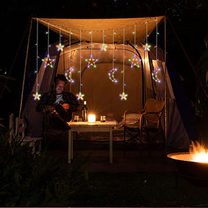 Guirnalda de luces Led con forma de luna y Estrellas parpadeantes, guirnalda de luces para ventana, Navidad, vacaciones, fábrica - Product Image 4