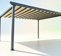 Pergola rétractable en alliage d'aluminium avec voile en PVC - Couverture de terrasse motorisée résistante aux intempéries avec commande intelligente et projection de 21 m