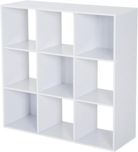Modern Cube <span class=keywords><strong>Bookcase</strong></span> Estantería de <span class=keywords><strong>3</strong></span> niveles con 9 compartimentos de almacenamiento abiertos para sala de estar, dormitorio, estudio, blanco - Product Image 1