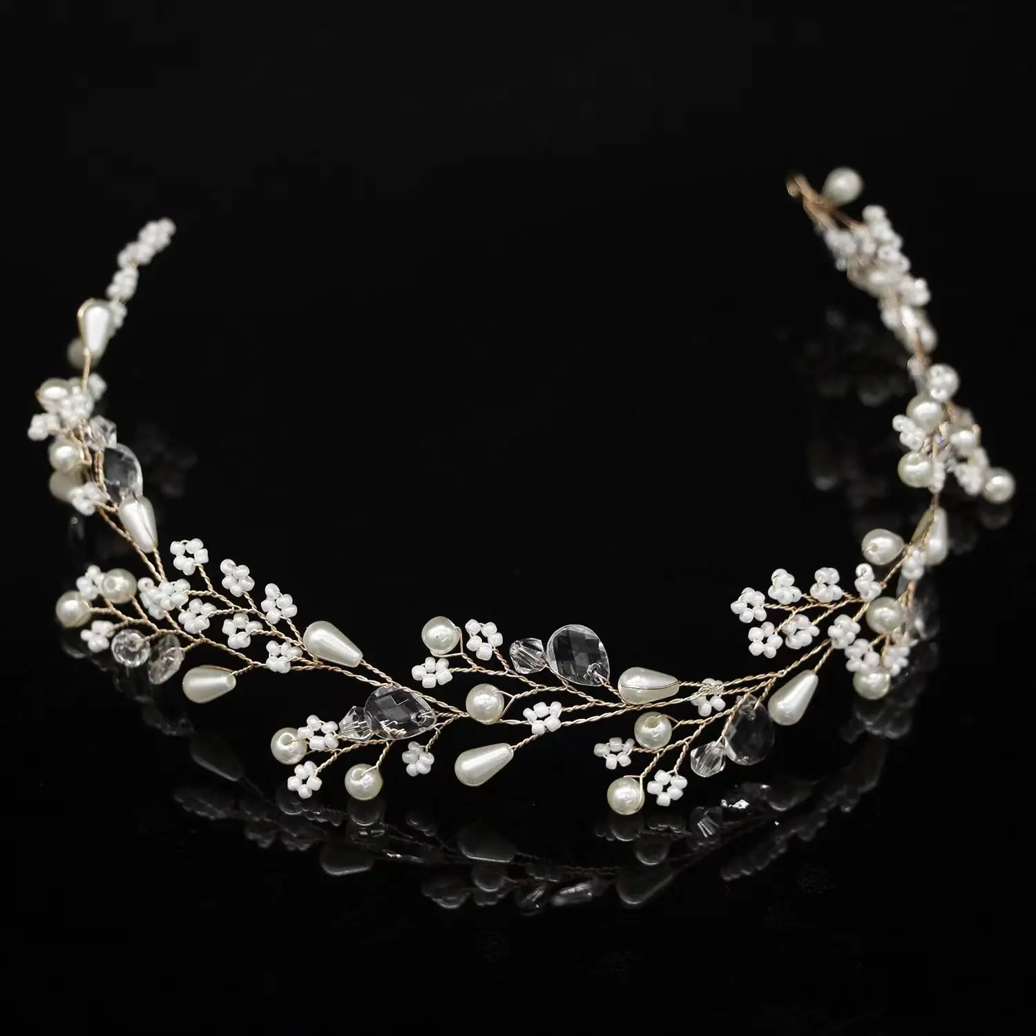 Flower Bridal Wedding Headdress Alloy Floral Wedding Women Headbands Handmade Fairy Girl Hair Band