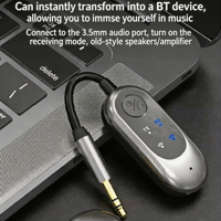 Auto FM-zender, BT5.3 handsfree zender en ontvanger, 2-in-1 3,5 mm auto telefoon TV audio-aansluiting universeel accessoire
