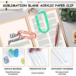 DIY unik klip kertas akrilik pembatas buku Custom sublimasi klip kertas kosong untuk <span class=keywords><strong>Promo</strong></span> Ads Notebook pemegang kartu File - Product Image 3
