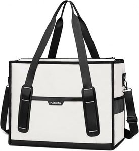 Sac fourre-tout unisexe vintage tendance en nylon et cuir de vache véritable avec larges anses plates, fabriqué en usine BSCI - Product Image 1