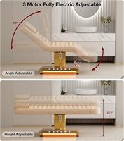 Table de massage électrique de luxe réglable avec base LED et commande au pied pour salon professionnel, spa, soins du visage et extensions de cils