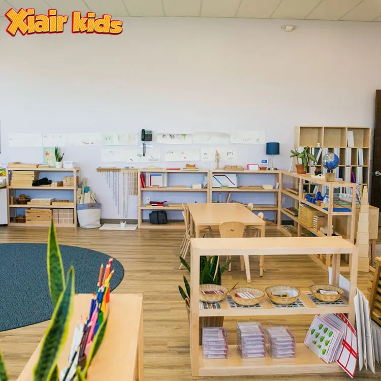 Montessori Houtmeubels Baby Kleuterschool Kinderdagverblijf Meubels Sets Kinderdagverblijf Apparatuur Voorschoolse Tafel En Stoelen