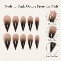 L8 Kaixin Factory Faux ongles à presser effet ombré nude à gris foncé Dragon Claw, Fournitures pour ongles effet ombré gris Dragon Claw