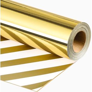 Merture Reversible Gold <b>Wrapping</b> <b>Paper</b> 17 In X 32.8 Ft Double Side Metallic Gift Wrap For Birthday Christmas Wedding - Product Image 1