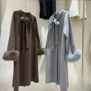 Nuovo cappotto in Cashmere doppiopetto con Logo personalizzato Trench volpe con collo di pelliccia in Cashmere abbigliamento invernale <span class=keywords><strong>da</strong></span> <span class=keywords><strong>donna</strong></span> - Product Image 6