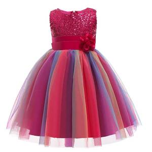 Robe en maille arc-en-ciel à paillettes sans manches pour petite fille, la moins chère, pour mariage ou fête - Product Image 4
