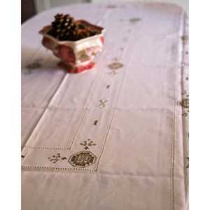 Mantel de Lino Gris con Estampado Antiguo, Diseño Rectangular Sin Arrugas, para Sala de Estar, Comedor, Hoteles, Navidad, Mirellas - Product Image 1