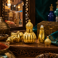 Flacon de parfum en verre électroplaqué or 6ml 12ml 15ml, flacon vide pour huiles essentielles, flacon d'attar arabe, fiole en verre rechargeable