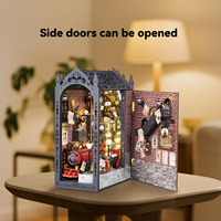 Kits de construction de niches à livres rétro en forme de train magique avec lumière LED, kit de modèle de niche à livres en bois à faire soi-même pour la décoration intérieure