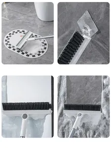 Floor Scrub Brush With Long Handle 2 In 1 Scrape And Brush Tub And Tile Brush For Cleaning Bathroom Kitchen Wall And Deck