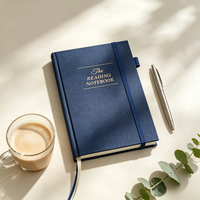 Carnet de lecture personnalisé en tissu bleu marine, couverture rigide, avec dorure à chaud, pour les amateurs de livres
