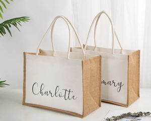 Bolsas de Compras de Yute Personalizadas al por Mayor para Regalos de Despedida de Soltera, con Logotipo Personalizado - Product Image 2