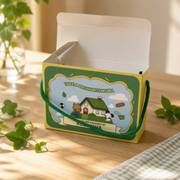 Vente en gros de boîtes en carton blanc pliables faciles à utiliser avec poignée, imprimées avec un logo personnalisé pour l'emballage de poudre de matcha, colorées
