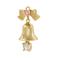 Breloques en Cuivre 18K Thème Noël, Zircon, Perle, Chapeau de Père Noël, Clochette, Pendentif pour Fabrication de Bijoux DIY