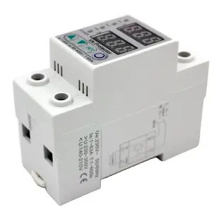 DIN RAIL type dual LED display 1 phase 230V 60A Adjustable Over and Under Voltage Protector