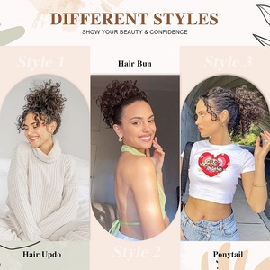 Chignon synthétique bouclé ondulé lâche avec élastique et cordon de serrage pour femmes – Vente en gros de coiffures et extensions désordonnées - Product Image 5