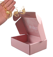 Boucles d'oreilles plaqué or bijoux boîte d'emballage petite boîte rose boîte d'emballage avec logo personnalisé