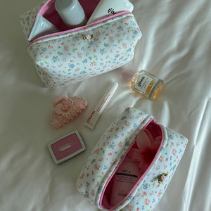 New cross-border floral print makeup bag, cute <b>bow</b> toiletry bag, <b>large</b> capacity travel skincare product storage bag - Product Image 4