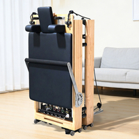 Reformer de Pilates de Roble para Personas Mayores con Estructura Plegable y Resortes de Bajo Impacto